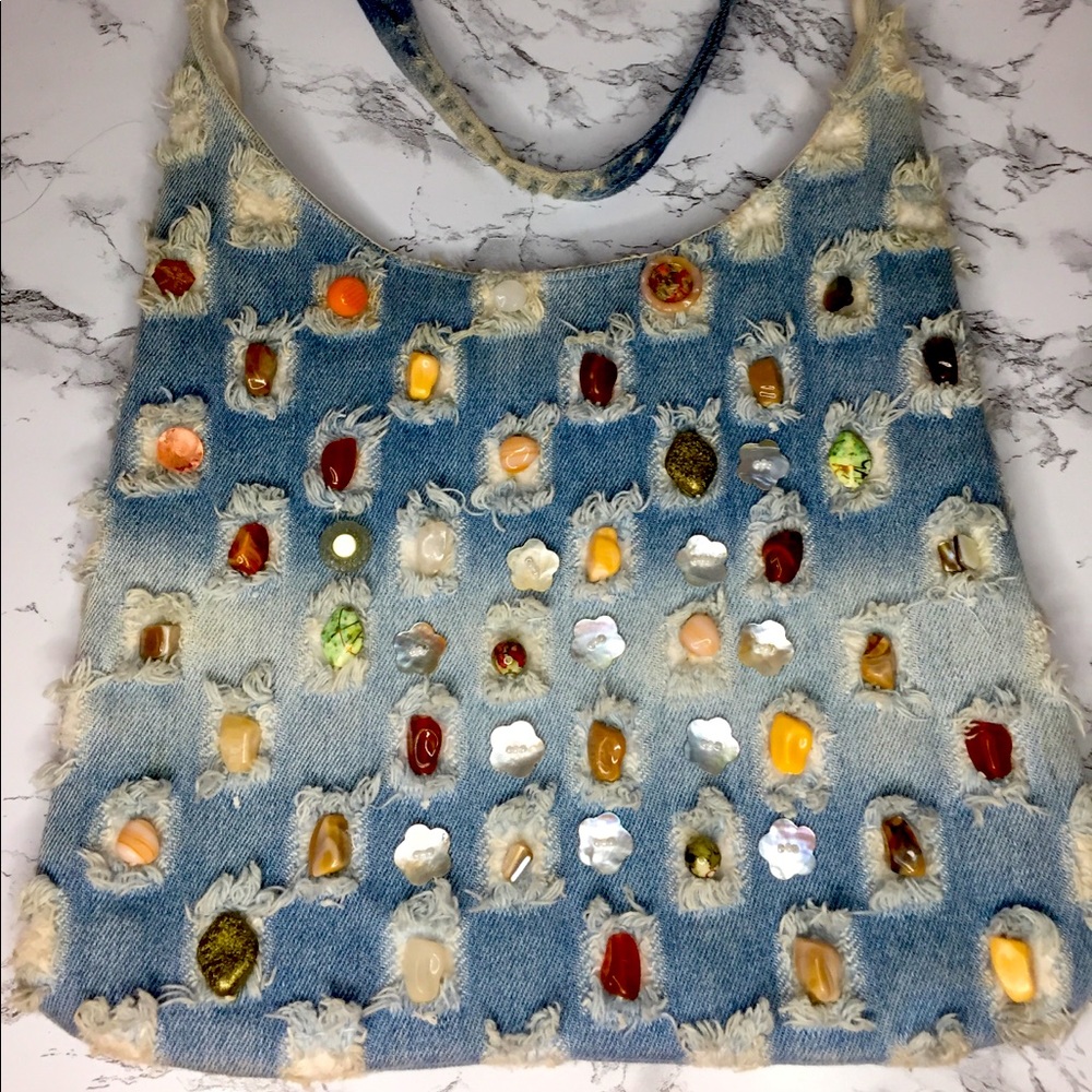 Jean purse with gemstones